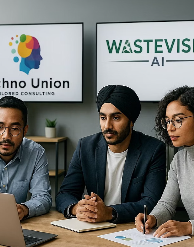 Techno Union and WasteVision AI teams in a meeting